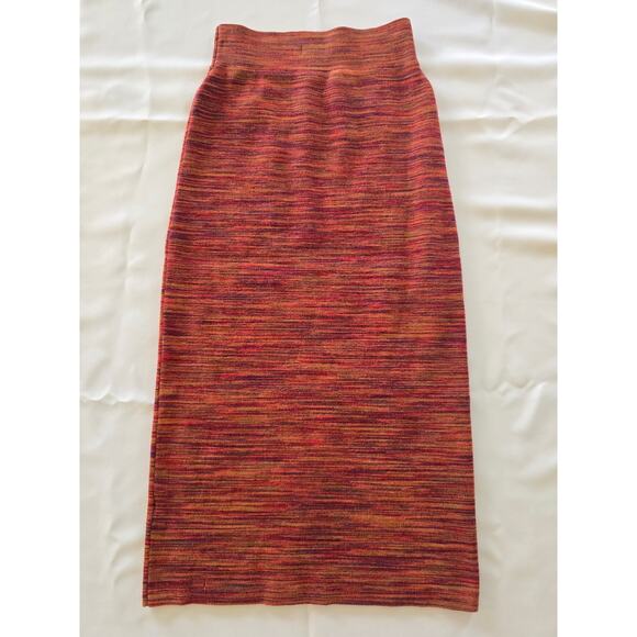 Anthropologie X Maeve Orange Space Dye Knit Midi Skirt Size Small - Picture 1 of 4